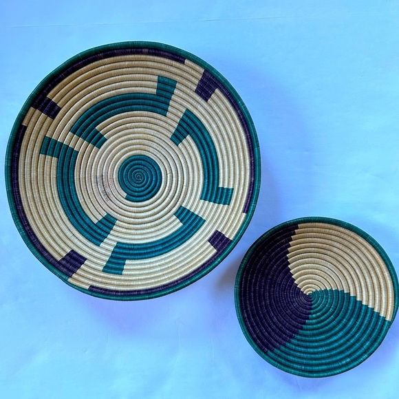 HANDMADE Woven African Baskets Ethnic Wall Decor - Picture 1 of 11